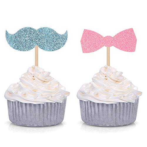 24 Counts Baby Gender Reveal Cupcake Toppers Baby Shower Girl Or