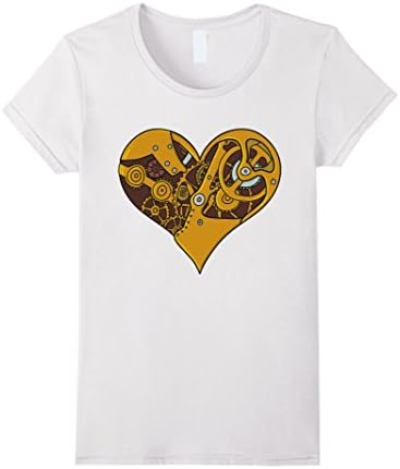 Womens Steampunk Heart T-Shirt Large White