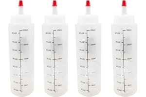 JECOMPRIS 5 PCS Plastic Squeeze Bottles: Condiment Dispensers for Ketchup - Empty Sauce Containers for Salad Dressing BBQ (8.