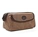 S-ZONE Vintage Leather Waxed Canvas Toiletry Bag Grooming Travel Bag Organizer