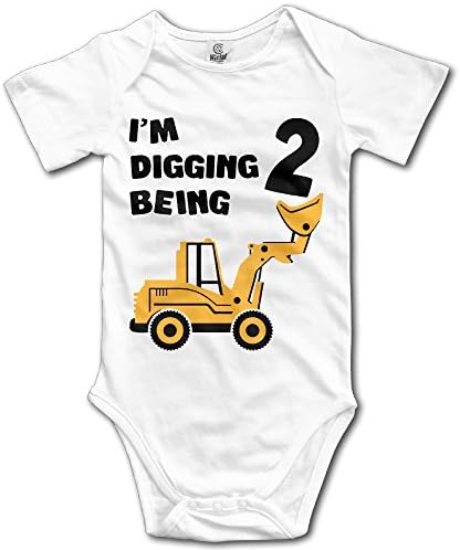 Infant Baby Clothes 2nd Birthday Bulldozer Short-Sleeveless Romper Bodysuit Jumpsuit Baby Clothes Outfits 3M
