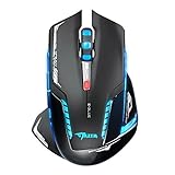 E-3LUE 2.4GHz Wireless Gaming Mouse, 4 Adjustable DPI Levels, 6 Buttons Blue LED Professional Wireless Mouse Mice for Notebook, PC, Laptop, Computer, Macbook (Black)