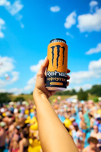 MONSTER ENERGY REHAB PEACH TEA + ENERGY, ENERGY ICED TEA, ENERGY DRINK, 15.5 OUNCE (PACK OF 15)