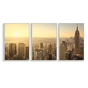 Framed Canvas Wall Art for Living Room, Bedroom Modern City View Canvas Prints for Home Decoration Ready to Hanging - 16"x24"x3 Panels