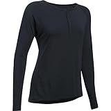 Under Armour Women's Athlete Recovery Henley Sleepwear, Black/Carbon Heather, Medium