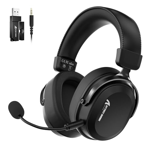 ATTACK SHARK L30PRO Wireless Gaming Headset, 7.1 Surround Sound, EQ Modes, 50mm Drivers, Tri-Mode Connectivity, 1100mAh Battery, Over-Ear Headset with Detachable Noise-Cancelling Mic for PC -Black