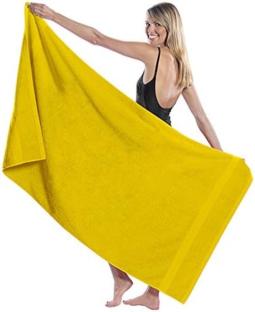 Loop Terry Cotton Super Absorbent Bath, Beach, Pool, Spa Towel (1 Towel, Yellow)