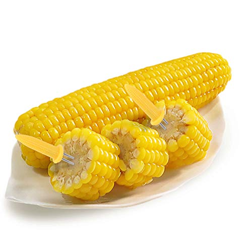 Easytle 20 Pieces Stainless Steel Corn Holders Corn on The Cob Skewers for BBQ Twin Prong Sweetcorn Holders Home Cooking Fork