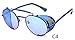 Flowertree Unisex STY056 Metal Frame Fold-in Side Shield Oval 52mm Sunglasses (blue+blue)