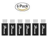 USB-C Adapter 6-Pack,USB Type-C (Male) to Micro USB (Female) Adapter with 56K Resistor for Micro USB Cable to USB-C Devices Samsung s9 S8 S8+ Note9/8, Google Pixel, HTC, iPad Pro and More-Black