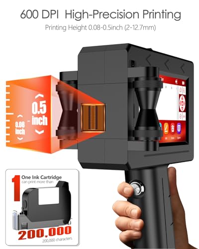 WELCZEK H125 Portable and Manual Inkjet Printer for Text/Logo/QR Code/Date/Batch/Series | Industrial Marking System on Cardboard/Metal/Plastic/Ceramic/Wood/Fabric
