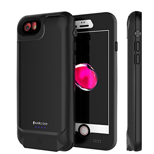 Punkjuice iPhone 8/7/6s/6 Battery Case - Waterproof Slim Portable Power Juice Bank W/ 3000mAh High Capacity - Fastcharging - 120% Extra Battery Life for Apple iPhone 6/6s/7/8 [Jet Black]