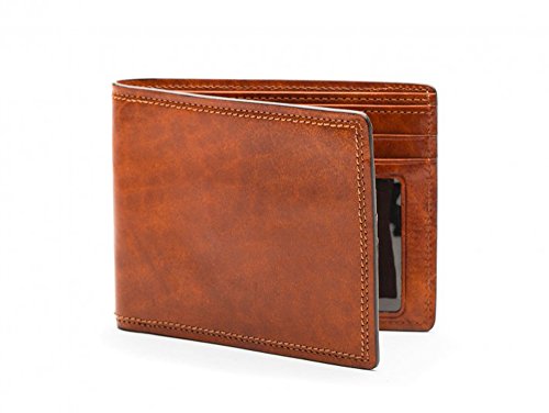 Bosca Dolce Leather Executive ID Bifold Mens RFID Blocking Wallet (Amber)
