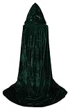 VGLOOK Full Length Hooded Cloak Long Velvet Cape for Christmas Halloween Cosplay Costumes 59