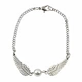 Sannysis Silver Infinity Retro Pearl Angel Wings Jewelry Dove Peace Bracelet