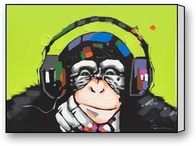 Flipped Summer Monkey with Headphones Prints On Canvas The Picture Stylish Beautiful Oil Painting For Home Modern Decoration Art For Living Room 12"x 12"