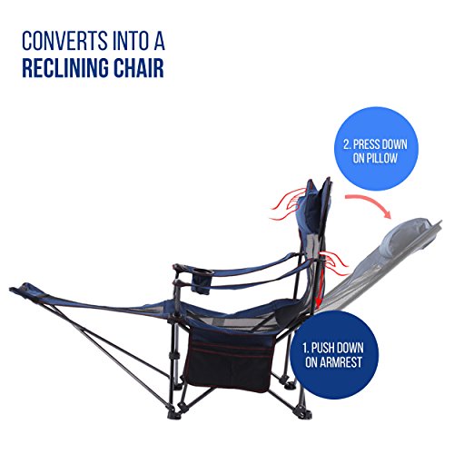 Camp Solutions Light Weight Backpacking Reclining/Lounging Camping Folding Chair with Headrest & Footrest