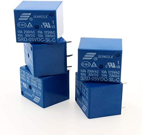 VAXT Mastermind LDTR-YJ055 5PcsMini 5V DC Power Relay SRD-5VDC-SL-C 5 Pin PCB Type