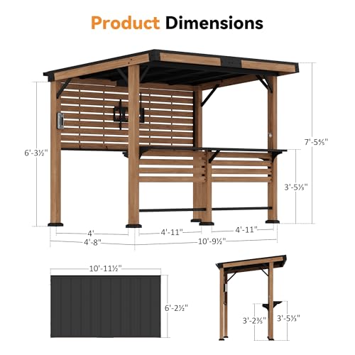 Modern Shade 6x12 Grill Gazebo Review: Cedar Bar with Power Strip & Privacy Fences image 23