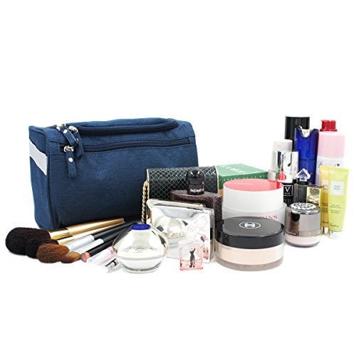 Travel Toiletry Bag Waterproof Zip Organizer Hanging Cosmetic Makeup Shower Bag With Large Compartment for Men Women for Trip Vacation Gym (Blue)