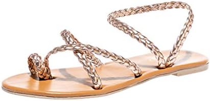 Tsmile Women Sandals Ladies Summer Roman Shoes Solid Color Flat Crystal Slippers Beach Sandals
