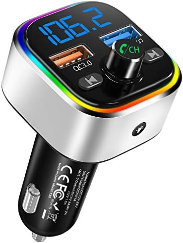 Bluetooth FM Transmitter for Car, Quick Charge 3.0 USB Wireless Radio Transmitter Adapter, Support USB Flash Drive, Microsd Card, Handsfree Car Kit