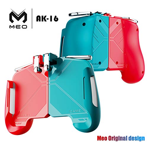 MEO Mobile Game Controller – Multi Color Combinational Mobile Trigger with Sensitive Shoot and Aim Game Triggers Compatible for iPhone/Android（Red & Blue）