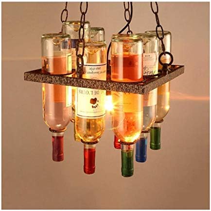 Yxx max Pendant Lights Vintage Industrial Style Nostalgic Chandelier Wrought Iron - Wine Bottle Loft Restaurant Bar Cafe Chandelier E27 Indoor Hanging Lights (Size : 31cm)