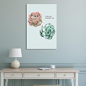Canvas Wall Art Succulent Plants Series - Watercolor Succulents Set - Giclee Print Gallery Wrap Modern Home Art Ready to Hang - 12" x 18"