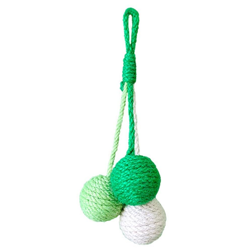 MiOYOOW Cat Balls, Handmade Sisal Hanging Cat Toy, Scratch-Resistant, Rattling Tricolor Interactive Toy for Cats Kitten Tower Tree Scratching