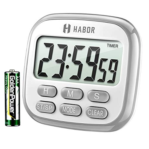 Habor Kitchen Timer, 24-Hours Digital Timer [Multifunctional] with Clock for Cooking, Loud Alarm & Strong Magnet, Count-Up & Count Down for Kitchen Baking Sports Games Office Study (Battery Included) (Best Watches For The Kitchen)