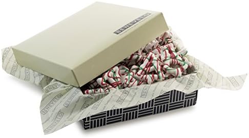 Happy Holidays Gourmet White Covered Christmas Tree Pretzels Decorated with Red &amp; Green Nonpareils Gift, Benevelo Gift Box, A Delicious Merry Christmas Gift for All Ages to Enjoy!