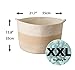 XXXLarge Cotton Rope Basket, Woven Tall White Decorative Baskets for Blanket Storage, Baby Nursery Hamper Bin, Toy Tote - Cute Round Basket and Towel Baskets with Handles 21.7