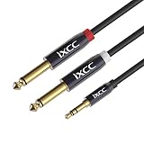 [10Feet] iXCC Gold Plated 3.5mm 1/8" TRS to Dual 6.35mm 1/4" TS Mono Y-Cable Splitter Cord for iPhone, iPod, Computer Sound Cards, CD Players, Multimedia Speakers and Home Stereo Systems