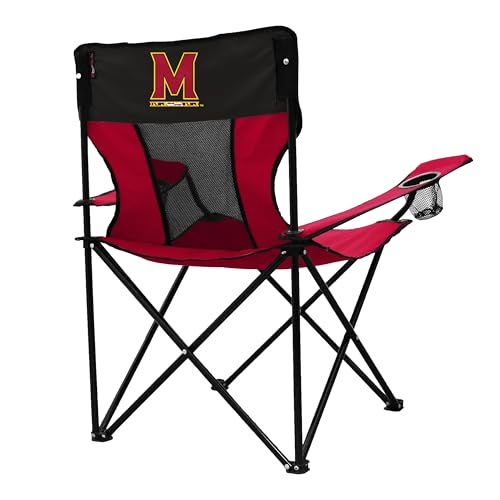 Logo Brands NCAA Maryland Terrapins Elite Portable Chair - Premium Outdoor Chair with Cup Holder, Powder-Coated Steel Frame, Lightweight and Portable for Tailgating,and Sporting Events