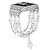 fastgo Compatible for Fitbit Ionic Bracelet Bands, Replacement Band Feminine Handmade Artificial Bling Wristband for Women (White)