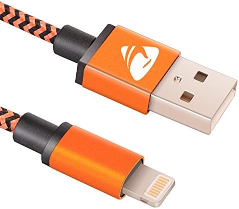 iPhone Charger,Lightning Cable Nylon Braided Tangle-Free USB Charging Cord for iPhone 7/7 Plus/6S /6 Plus/6S/6/SE/5S/5C/5, iPad4, iPad Pro, iPad Air, iPad Mini by Rephoenix(orange-1m)