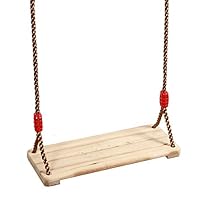 KINJOEK 15.8 x 6.3 Wooden Swing, Hanging Wooden Tree Swings Seat Adjustable 48 to 83 Inches Cable, 330 lbs Capacity Birch Wood Durable, Sturdy Swings for Adult Kids Children Garden, Yard, Indoor Use