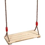 KINJOEK 15.8 x 6.3 Wooden Swing, Hanging Wooden Tree Swings Seat Adjustable 48 to 83 Inches Cable, 330 lbs Capacity Birch Wood Durable, Sturdy Swings for Adult Kids Children Garden, Yard, Indoor Use