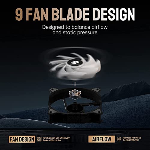 ASIAHORSE WD001 Series 120mm Case Fan with Controller, Black 5V ARGB