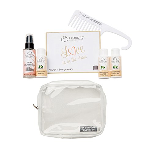 Cloud 10 Nourish + Strengthen (Travel Kit) - Cruelty Free, Wide Tooth Detangler Comb & TSA Compliant Carrying Case
