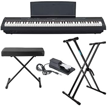 Yamaha P125 88 Weighted Key Digital Piano Bundle With Knox Double X Stand Knox Large Bench And Sustain Pedal 4 Items
