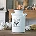 Enamel White Farm Fresh Milk Jug Decor Metal Black/White