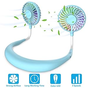 Portable Neck Fan, Handsfree Mini USB Neck Fan Rechargeable Wearable Neckband Fan, Desk Fan, Necklace Fan with Dual Wind…