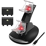 Xbox One/One S Controller Charger, Xbox One Dual Docking Charging Station Stand with 2 x Rechargeable Battery Packs, Black
