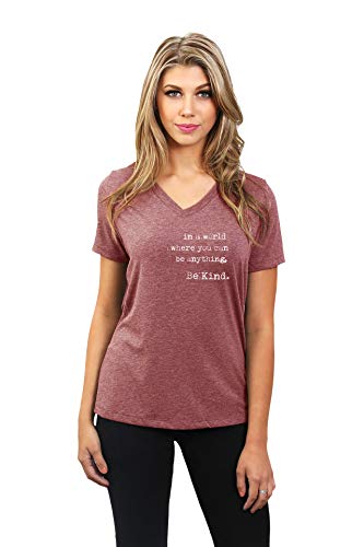 in-A-World-Where-You-Can-Be-Anything-Be-Kind-Womens-Fashion-Relaxed-V-Neck-T-Shirt-Tee