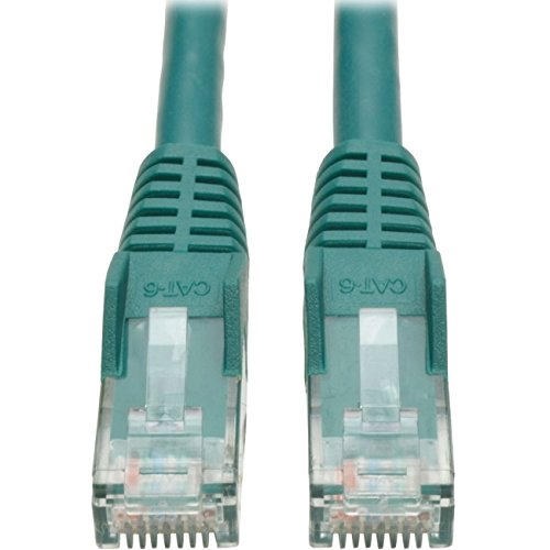 TRIPP LITE Cat6 Gigabit Ethernet Snagless Molded Patch Cable 24 AWG 550MHz Premium UTP, Green, RJ45 M/M 35' (N201-035-GN)