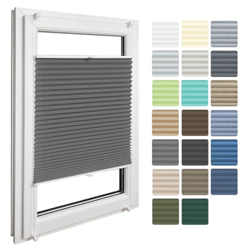 Home-Vision Premium Plissee ohne Bohren Klemmfix Graphit B130 x H150cm