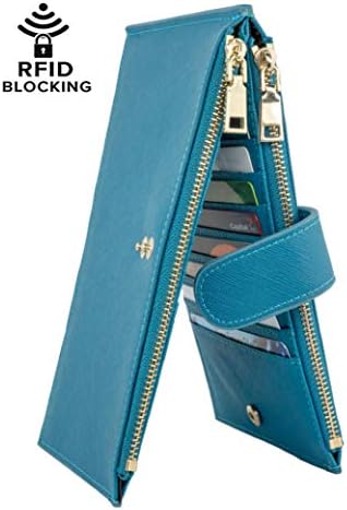 RFID Blocking Wallet for Women | Exclusive Design with Genuine Leather, Zipper Pocket, Bifold Feature | Hold and Protect Your Cards Everywhere You Go (Teal)
