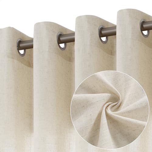 Photo 1 of Jowels Natural Linen Curtains 102 Inch Length 2 Panels for Living Room Bedroom, Light Filtering Sheer Curtains 102 Inches, Neutral Modern Grommet Semi Sheer Soft Privacy Drapes Beige